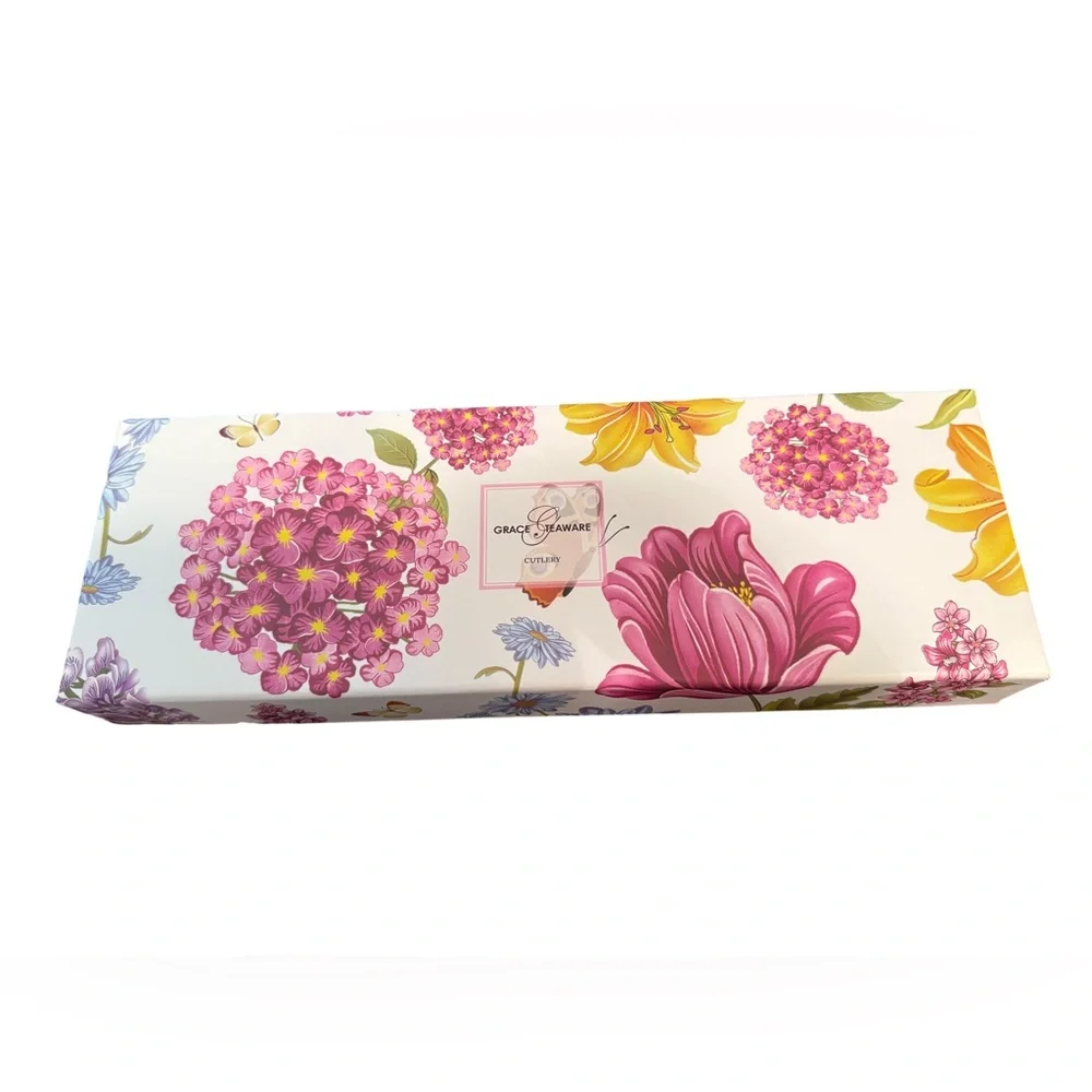 Grace NWT Beautiful Floral Porcelain Cake Knife & Server Set